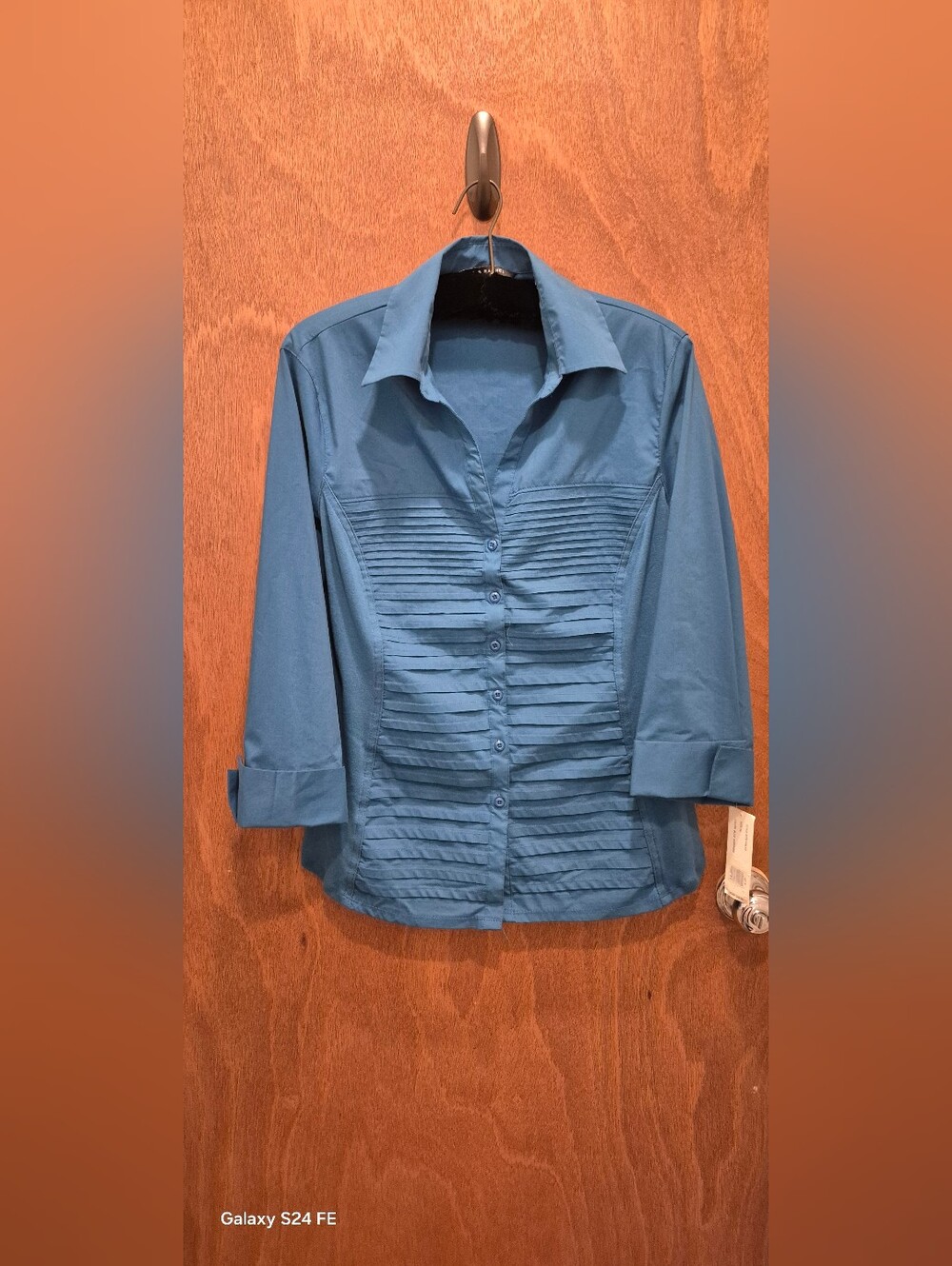 Zac & Rachel Teal Button-Front Pintuck Shirt